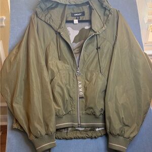 DKNY Sage Green Hooded Windbreaker
